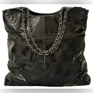 Chanel Brooklyn Cabas Tote Black Patchwork CC Chain Shoulder Bag